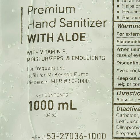 McKesson Premium Hand Leamizer مع الألوة ، 34 أوقية [حزمة 1] موزع كيس إعادة الملء ، السائبة ، جل الكحول الإيثيلي ، فيتامين هـ in Saudi Arabia