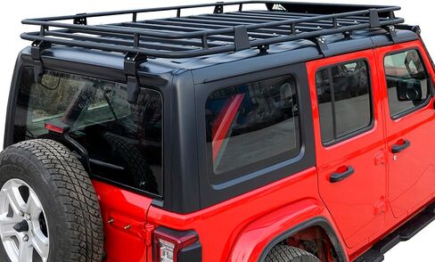 Paramount 81-20800 سلة شحن رف سقف كاملة الطول مع انحراف الرياح من أجل 2018-2021 Wrangler JL in Kuwait