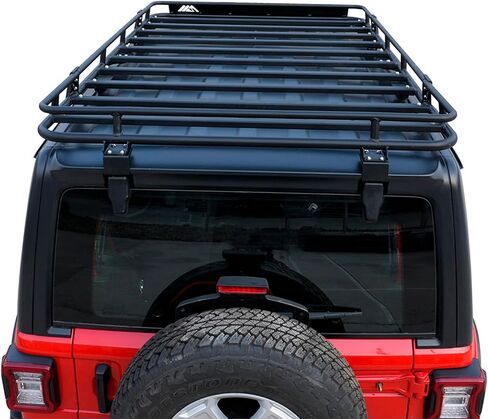 Paramount 81-20800 سلة شحن رف سقف كاملة الطول مع انحراف الرياح من أجل 2018-2021 Wrangler JL in Kuwait