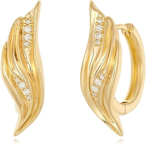 MYEARS Women Flower Earrings Gold Huggie Hoop Quartet Sleeper 14K Gold Filled Small Simple Handmade Hypoallergenic Everyday Jewelry in Kuwait
