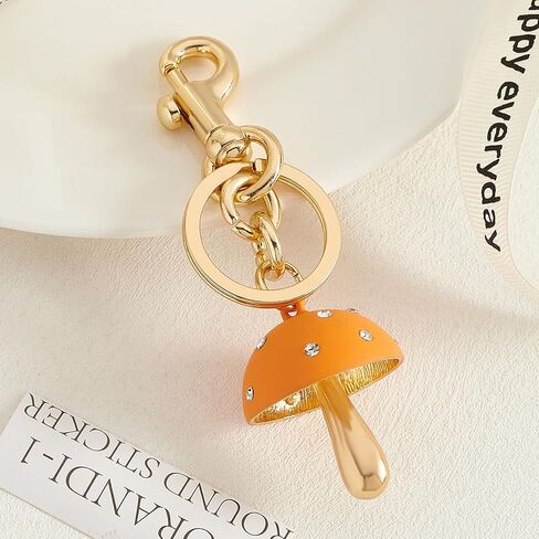 Mushroom Bag Charm Keychain with Smaller Crystals Cute Purse Accessory for Women in Kuwait