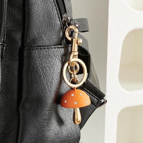 Mushroom Bag Charm Keychain with Smaller Crystals Cute Purse Accessory for Women in Kuwait