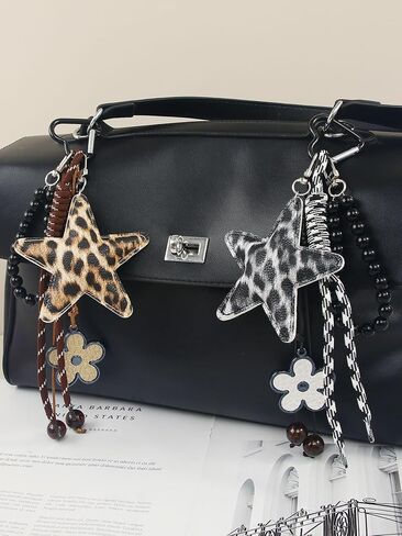 سلاسل مفاتيح حقيبة طباعة الفهد للنساء ، مجموعة سحر سلسلة Keychain من أجل حقيبة يد حقيبة يدك Y2K زخرفة معلقة in Kuwait