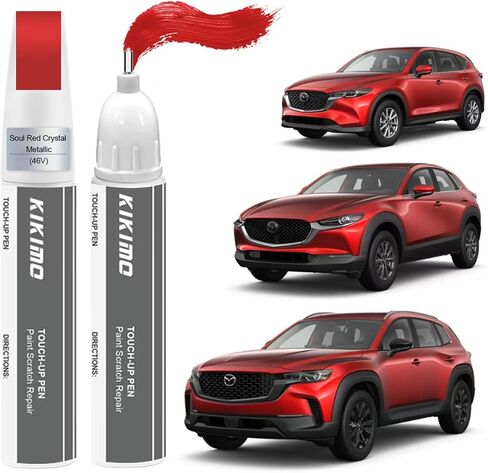 Kikimo for Mazda Touch Up Paint (Soul Red Crystal Metallic (46V)) ، مجموعة إصلاح الطلاء للسيارات لـ Mazda ، 2 في 1 خدوش إصلاح مع قلم وفرشاة ، مطابقة للألوان لإصلاح سريع وسهل in Kuwait