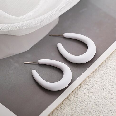 Acrylic Teardrop Hoop Earrings for Women, Colorful Oval Statement Earrings Lightweight Trendy Jewelry in Saudi Arabia
