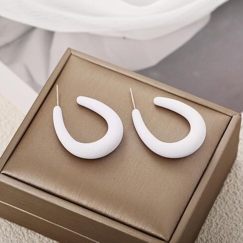 Acrylic Teardrop Hoop Earrings for Women, Colorful Oval Statement Earrings Lightweight Trendy Jewelry in Saudi Arabia