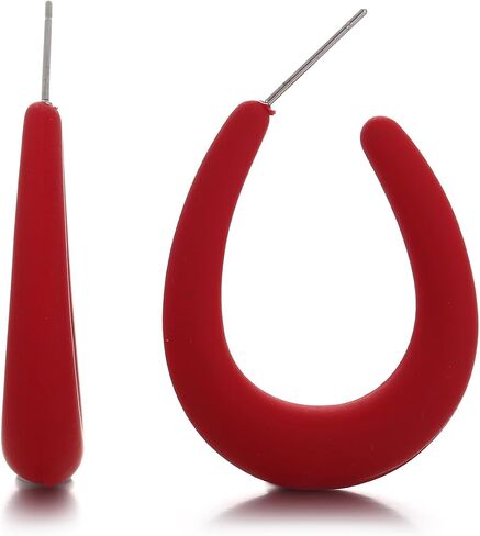 Acrylic Teardrop Hoop Earrings for Women, Colorful Oval Statement Earrings Lightweight Trendy Jewelry in Saudi Arabia
