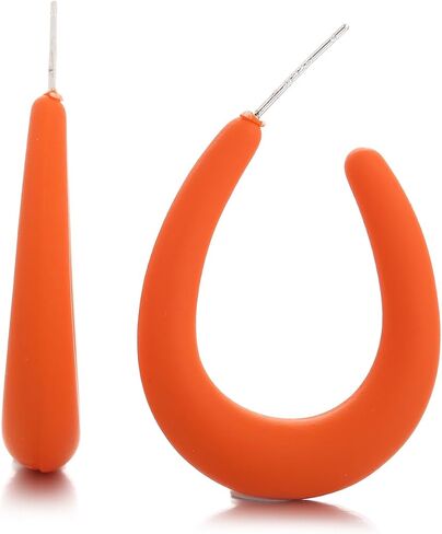 Acrylic Teardrop Hoop Earrings for Women, Colorful Oval Statement Earrings Lightweight Trendy Jewelry in Saudi Arabia