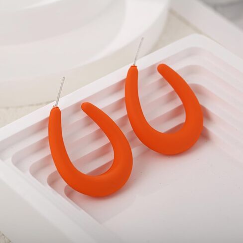 Acrylic Teardrop Hoop Earrings for Women, Colorful Oval Statement Earrings Lightweight Trendy Jewelry in Saudi Arabia
