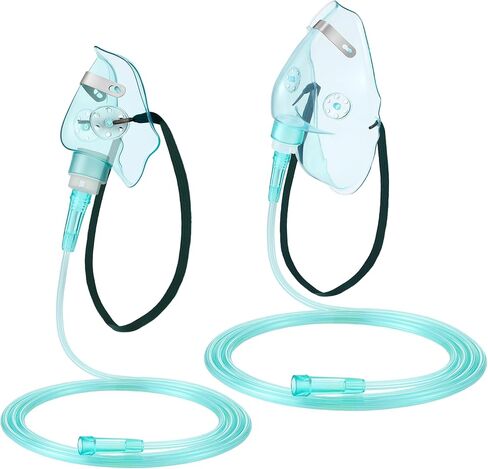 Geiserailie 2 Pack L Size Oxygen Mask with 6.6 Ft Tubing and Adjustable Elastic Strap, Adult Oxygen Mask with Tubing, Oxygen Masks for Face Adult in Saudi Arabia