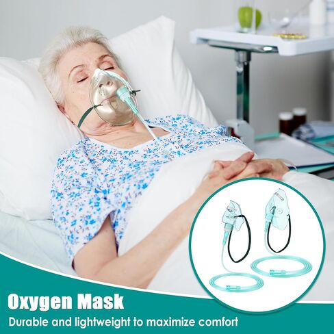 Geiserailie 2 Pack L Size Oxygen Mask with 6.6 Ft Tubing and Adjustable Elastic Strap, Adult Oxygen Mask with Tubing, Oxygen Masks for Face Adult in Saudi Arabia