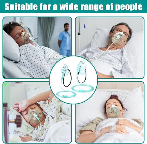 Geiserailie 2 Pack L Size Oxygen Mask with 6.6 Ft Tubing and Adjustable Elastic Strap, Adult Oxygen Mask with Tubing, Oxygen Masks for Face Adult in Saudi Arabia