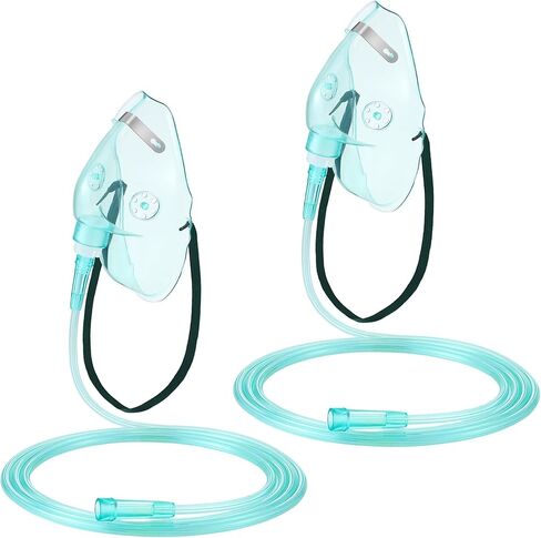 Geiserailie 2 Pack L Size Oxygen Mask with 6.6 Ft Tubing and Adjustable Elastic Strap, Adult Oxygen Mask with Tubing, Oxygen Masks for Face Adult in Kuwait