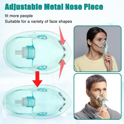 Geiserailie 2 Pack L Size Oxygen Mask with 6.6 Ft Tubing and Adjustable Elastic Strap, Adult Oxygen Mask with Tubing, Oxygen Masks for Face Adult in Kuwait