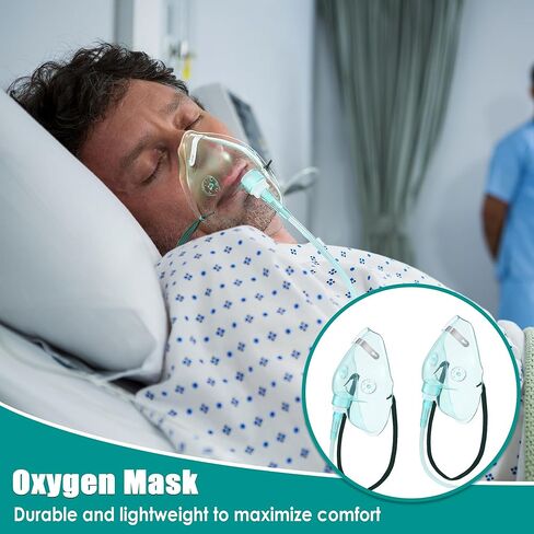 Geiserailie 2 Pack L Size Oxygen Mask with 6.6 Ft Tubing and Adjustable Elastic Strap, Adult Oxygen Mask with Tubing, Oxygen Masks for Face Adult in Kuwait
