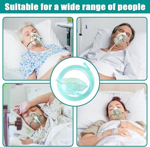 Geiserailie 2 Pack L Size Oxygen Mask with 6.6 Ft Tubing and Adjustable Elastic Strap, Adult Oxygen Mask with Tubing, Oxygen Masks for Face Adult in Kuwait