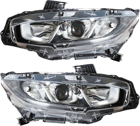 munirater Driver & Passenger Side Chrome Projector Headlight Assembly Replacement for Civic 2016 2017 2018 Halogen Headlight in Saudi Arabia