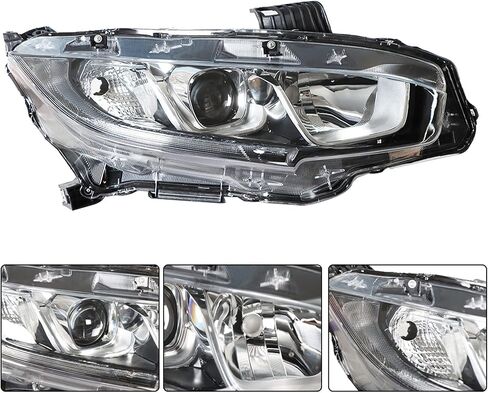 munirater Driver & Passenger Side Chrome Projector Headlight Assembly Replacement for Civic 2016 2017 2018 Halogen Headlight in Saudi Arabia