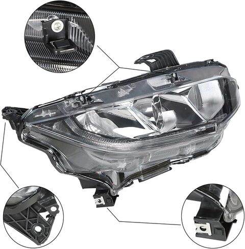 munirater Driver & Passenger Side Chrome Projector Headlight Assembly Replacement for Civic 2016 2017 2018 Halogen Headlight in Saudi Arabia