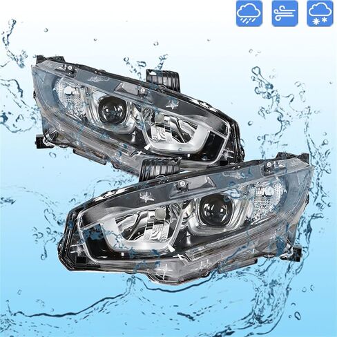 munirater Driver & Passenger Side Chrome Projector Headlight Assembly Replacement for Civic 2016 2017 2018 Halogen Headlight in Saudi Arabia