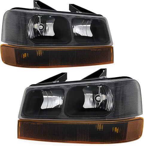 مجموعة مصباح الأمامي متوافق مع Chevy Express GMC Savana 1500 2500 3500 4500 2003-2024 Clear Lens Black Housing Amber Reflector Present in Saudi Arabia