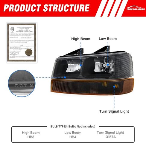 مجموعة مصباح الأمامي متوافق مع Chevy Express GMC Savana 1500 2500 3500 4500 2003-2024 Clear Lens Black Housing Amber Reflector Present in Saudi Arabia