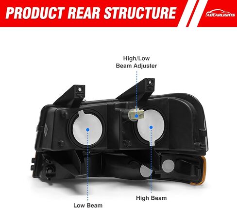 مجموعة مصباح الأمامي متوافق مع Chevy Express GMC Savana 1500 2500 3500 4500 2003-2024 Clear Lens Black Housing Amber Reflector Present in Saudi Arabia