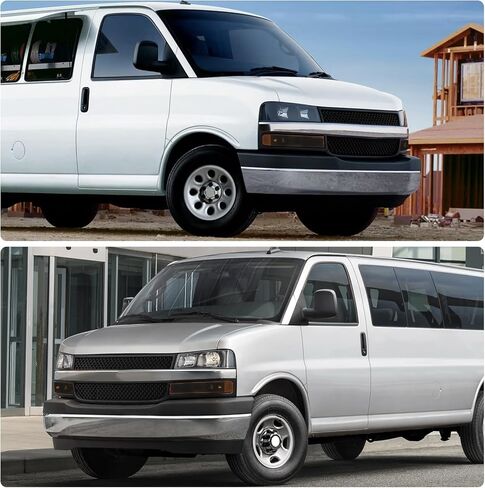 مجموعة مصباح الأمامي متوافق مع Chevy Express GMC Savana 1500 2500 3500 4500 2003-2024 Clear Lens Black Housing Amber Reflector Present in Saudi Arabia