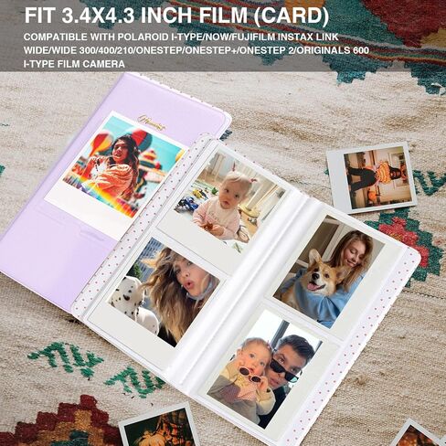 Photo Album for Polaroid I-Type/NOW/Fujifilm Instax Link Wide/Wide 300/400/210/OneStep/OneStep+/OneStep 2/Originals 600/I-Type Film Camera 3.5x4.3 Inch Film 64 Pockets Book Binder (BLACK) in Saudi Arabia