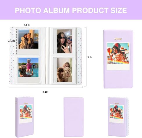 Photo Album for Polaroid I-Type/NOW/Fujifilm Instax Link Wide/Wide 300/400/210/OneStep/OneStep+/OneStep 2/Originals 600/I-Type Film Camera 3.5x4.3 Inch Film 64 Pockets Book Binder (BLACK) in Saudi Arabia