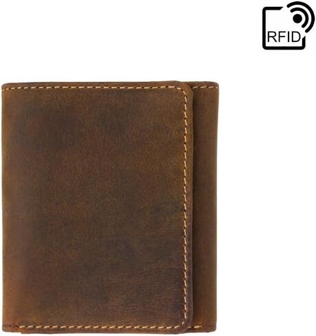 Hunter Collection Apache Leather Tri-Fold Wallet in Oiled Leather RFID Blocking 700 (Oil Tan) in Saudi Arabia