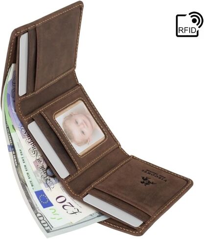 Hunter Collection Apache Leather Tri-Fold Wallet in Oiled Leather RFID Blocking 700 (Oil Tan) in Saudi Arabia