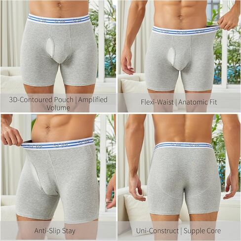 Men's Underwear Boxer Briefs Pack,Moisture Wicking & Breathable,Breathable Mens Underwear,Cotton Stretch 3-pack in Saudi Arabia