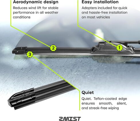 Premium All-Season Wiper Blades, 26 inch Windshield Wipers (Pack of 1), Beam Technology, High-Performance Teflon-Coated Replacement Blades, Universal Fit for Cars and Trucks B26 in Saudi Arabia