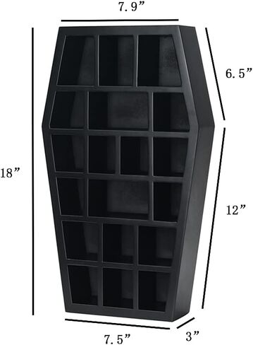 GUTE X-Large Wood Coffin Shelf, 20x11x5 Halloween Gothic Decor for Bathroom, Living Room or Bedroom- Black - - Comes Fully Assembled - Spooky Décor in Kuwait