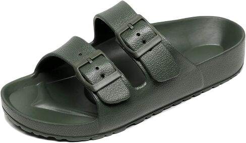 Sandals Slide for Women Double Buckle Adjustable Summer Slippers Flat Shoes in Saudi Arabia