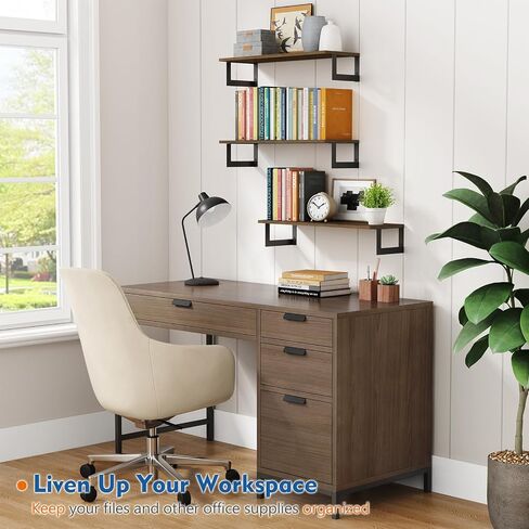Floating Book Shelves for Wall 3-Pack, 24 Inch Long Wall Mount Bookshelf for Bedroom, Rustic Farmhouse Wood Hanging Bookshelves for Living Room Office Books Plants (Dark Brown) in Kuwait