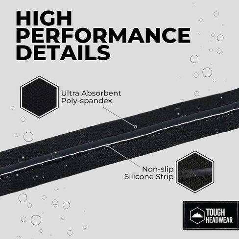 Tough Headwear Athletic Headband Set - Thin Headbands for Women - Elastic Sport Hair Bands Men - Skinny Sports Hairbands - Non Slip Athletic Head Bands - Black, Gray, and White in Saudi Arabia