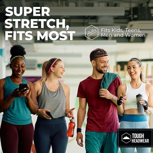 Tough Headwear Athletic Headband Set - Thin Headbands for Women - Elastic Sport Hair Bands Men - Skinny Sports Hairbands - Non Slip Athletic Head Bands - Black, Gray, and White in Saudi Arabia