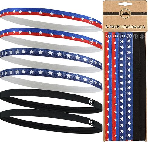 Tough Headwear Athletic Headband Set - Thin Headbands for Women - Elastic Sport Hair Bands Men - Skinny Sports Hairbands - Non Slip Athletic Head Bands - Black, Gray, and White in Saudi Arabia