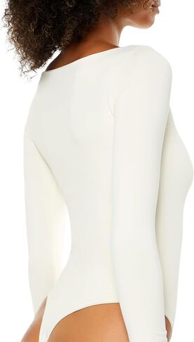 Forever 21 Women's Contour Sculpt Long-Sleeve Bodysuit White in Saudi Arabia