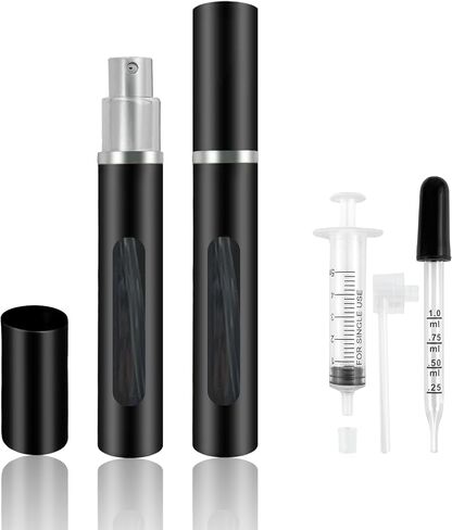 2 Pack Refillable Mini Perfume Atomizer Bottle，Portable Separate Bottles，Travel and Outings Spray Boxes Dispensers 5ml/0.2oz (Black) in Saudi Arabia
