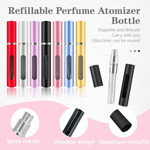 2 Pack Refillable Mini Perfume Atomizer Bottle，Portable Separate Bottles，Travel and Outings Spray Boxes Dispensers 5ml/0.2oz (Black) in Saudi Arabia