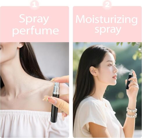 2 Pack Refillable Mini Perfume Atomizer Bottle，Portable Separate Bottles，Travel and Outings Spray Boxes Dispensers 5ml/0.2oz (Black) in Saudi Arabia