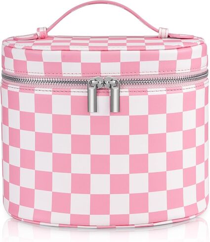 Makeup Bag Vanity Case Cosmetic Bag with Removable Divider Travel Toiletry Bag for Women Portable Make up Box Organizer, Burgundy in Saudi Arabia