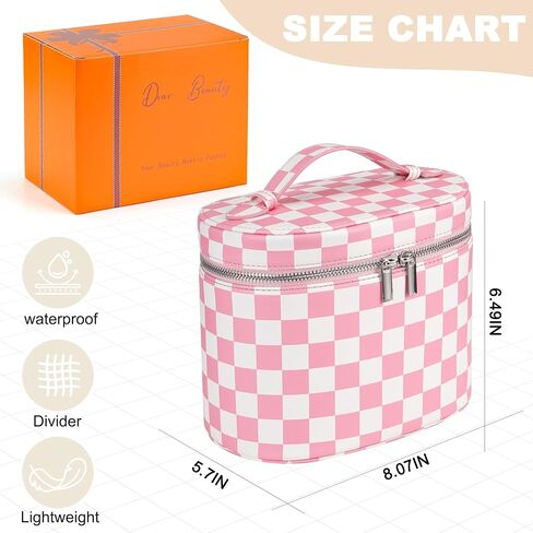 Makeup Bag Vanity Case Cosmetic Bag with Removable Divider Travel Toiletry Bag for Women Portable Make up Box Organizer, Burgundy in Saudi Arabia
