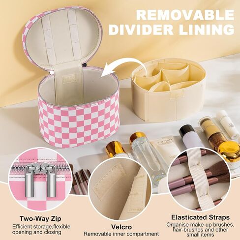 Makeup Bag Vanity Case Cosmetic Bag with Removable Divider Travel Toiletry Bag for Women Portable Make up Box Organizer, Burgundy in Saudi Arabia