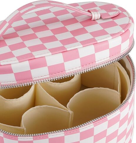 Makeup Bag Vanity Case Cosmetic Bag with Removable Divider Travel Toiletry Bag for Women Portable Make up Box Organizer, Burgundy in Saudi Arabia