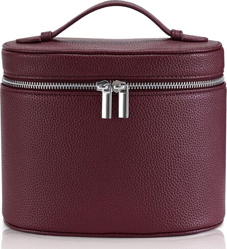 Makeup Bag Vanity Case Cosmetic Bag with Removable Divider Travel Toiletry Bag for Women Portable Make up Box Organizer, Burgundy in Saudi Arabia