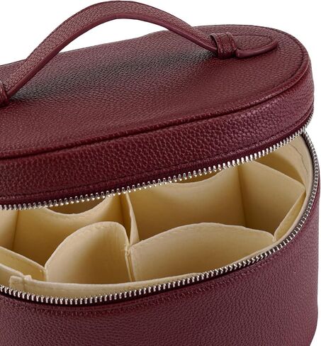 Makeup Bag Vanity Case Cosmetic Bag with Removable Divider Travel Toiletry Bag for Women Portable Make up Box Organizer, Burgundy in Saudi Arabia